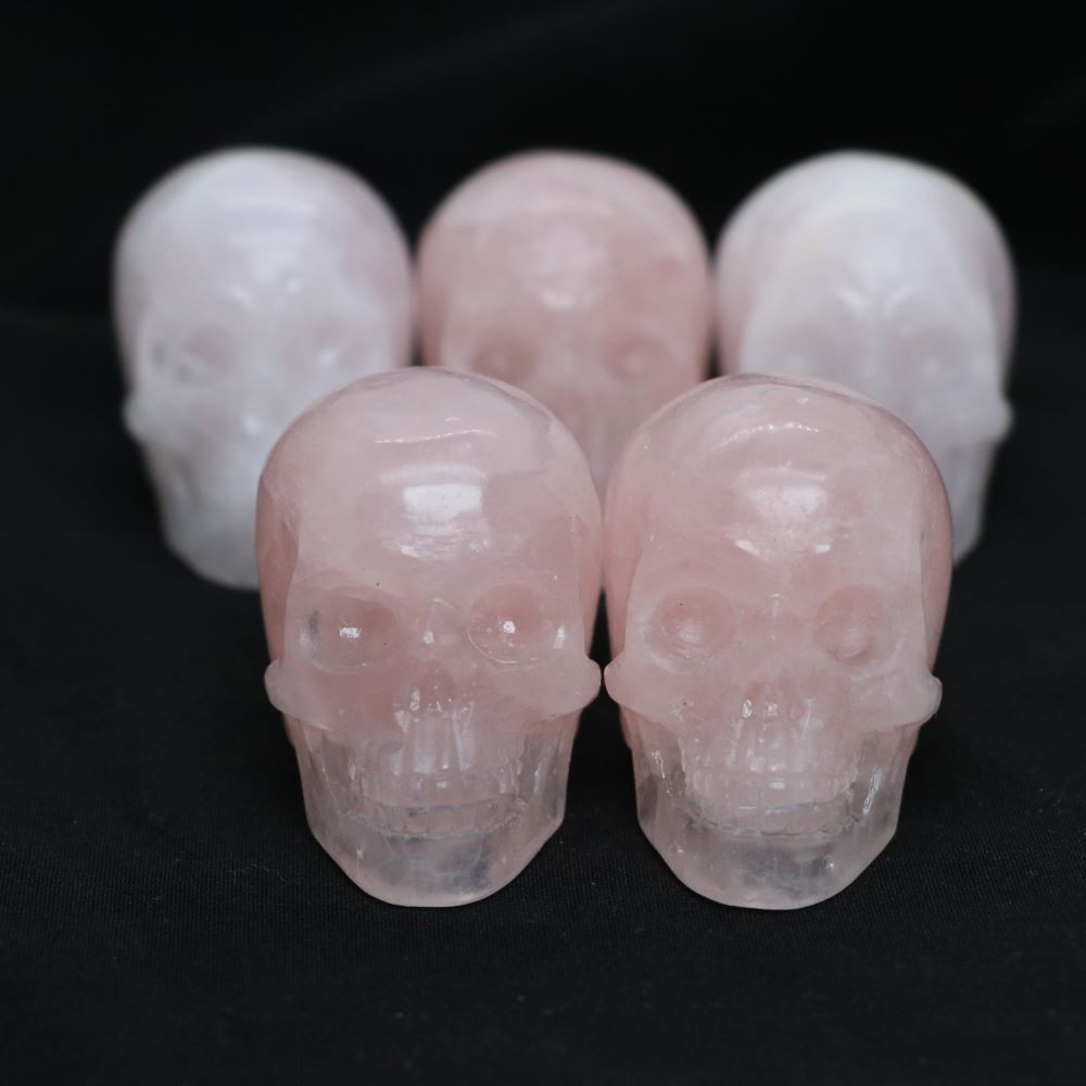 2″ ROSE QUARTZ CRYSTAL Carved Crystal Skull Realistic Healing Randomly Send 1pc