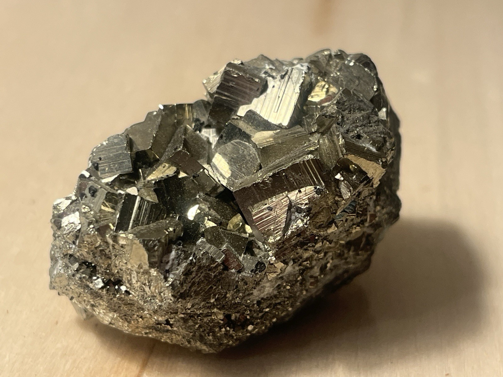 Beautiful Peruvian Pyrite Cluster, Fools Gold, Cube Crystals 4 Ounce