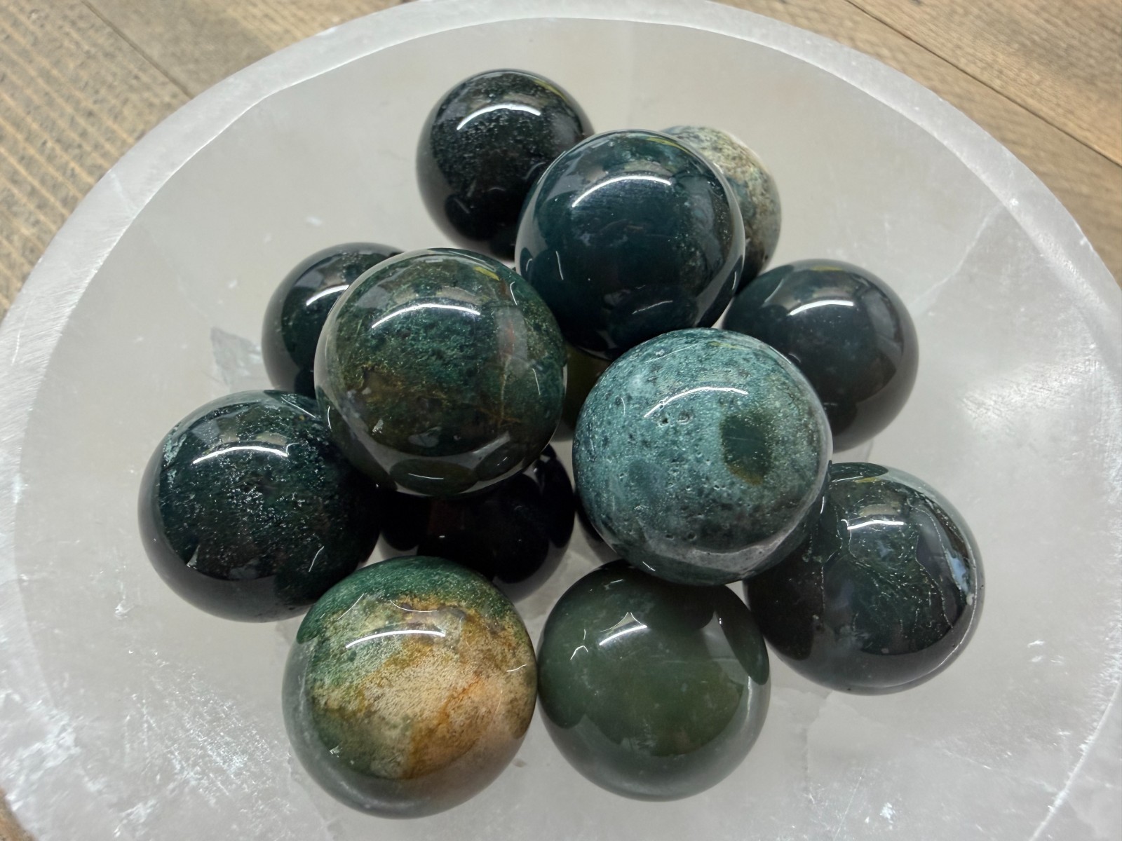 Moss Agate 20mm Sphere Natural Crystal Ball Dendritic Heart Chakra Reiki Stone