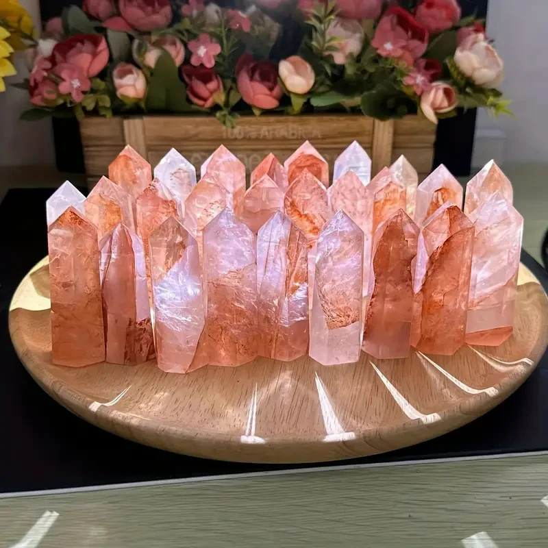 Fire Quartz Red Hematoid Tower Point Obelisk Healing Reiki Crystal Specimens