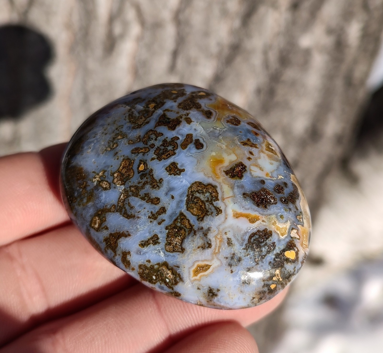 93g Ocean Jasper Palmstone, Natural Mixed Colors, Ocean Jasper Calming Stone