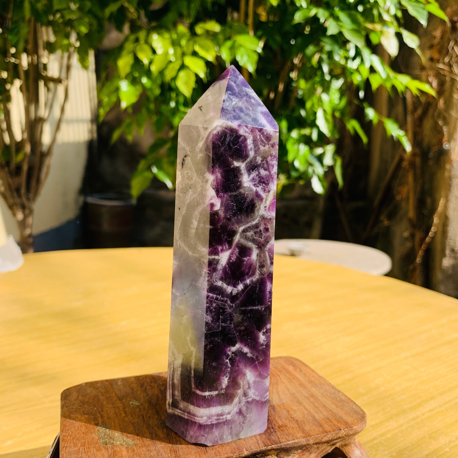 449g Natural Fluorite Healing Crystal Tower Point Obelisk Mineral Speci