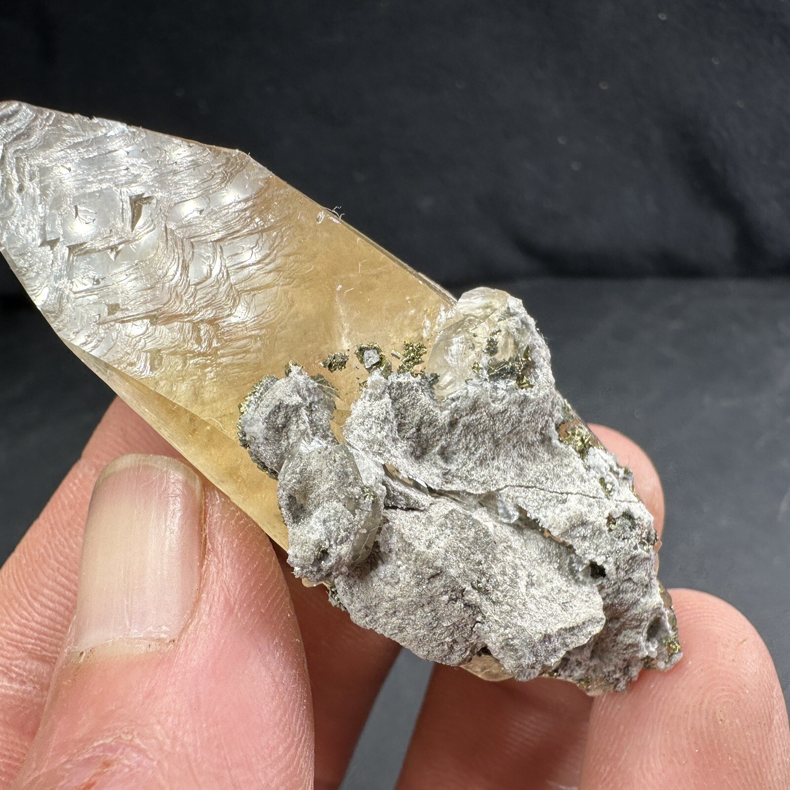 Calcite Crystal on Chalcopyrite Dolomite Matrix / Missouri
