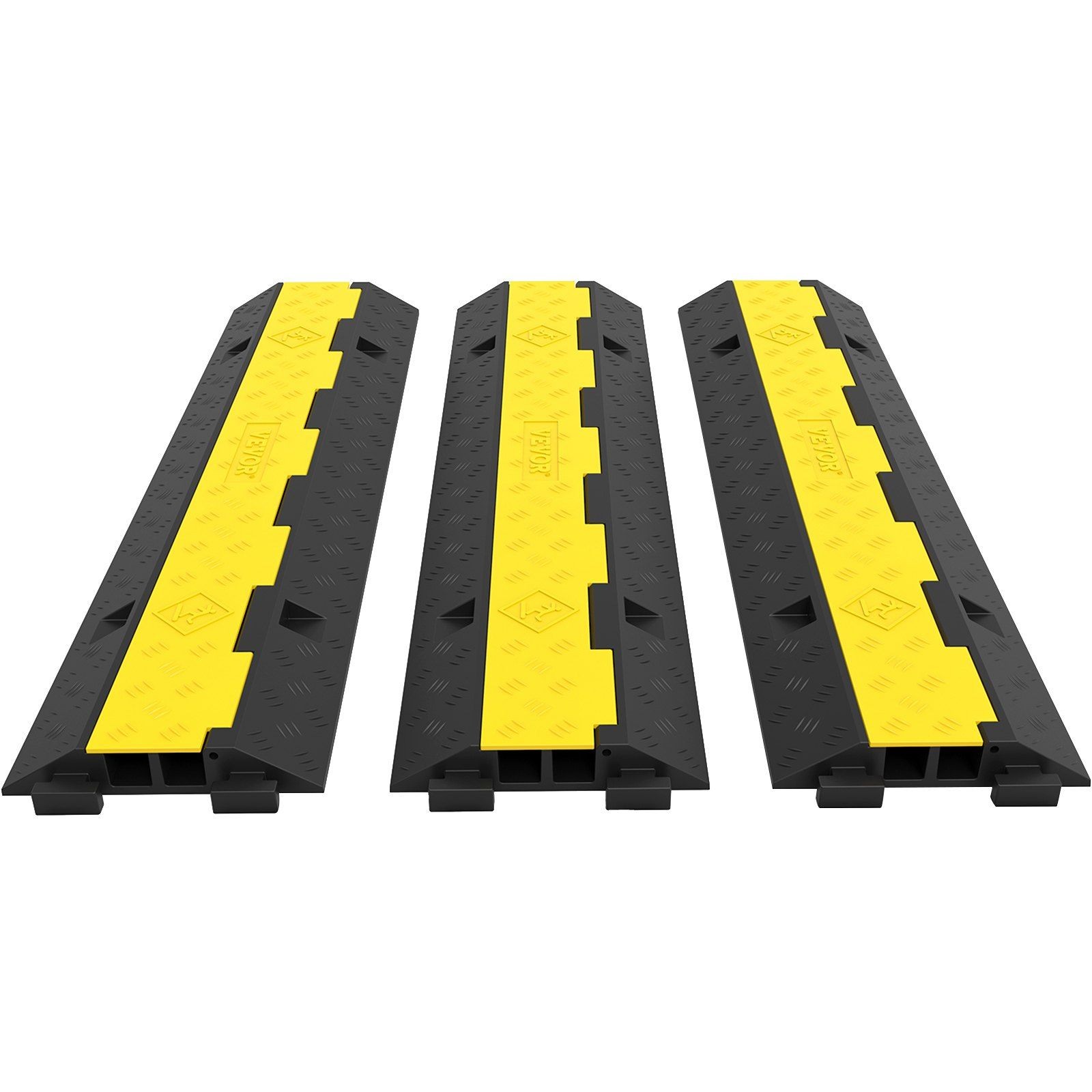 2x 11000lb 2-Channel Rubber Cable Protectors – Heavy Duty, Floor Cord Covers