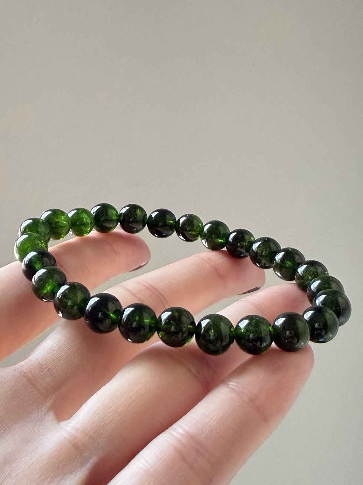 Transparent Chrome Diopside Deep Emerald Green Natural Gemstone Bracelet