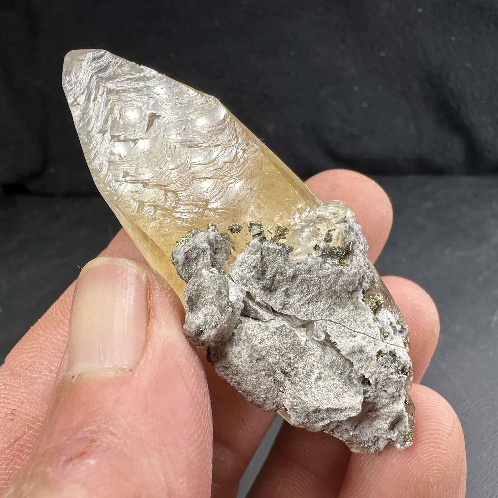 Calcite Crystal on Chalcopyrite Dolomite Matrix / Missouri