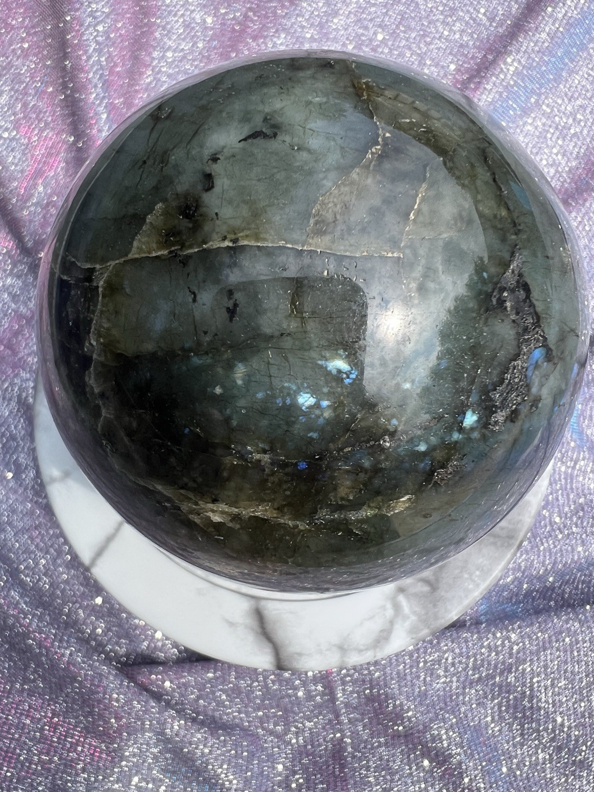 Labradorite 3.2 inch 80 mm 1 Pound 10 Ounce Large Sphere Crystal US Seller 43