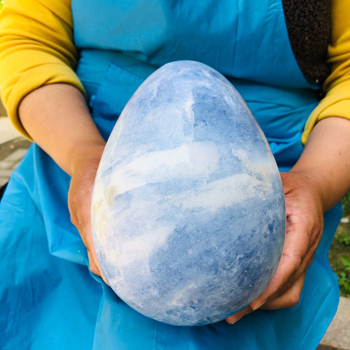 8.2LB Natural blue celestite POLISHED egg shape Quartz Crystal healing decor