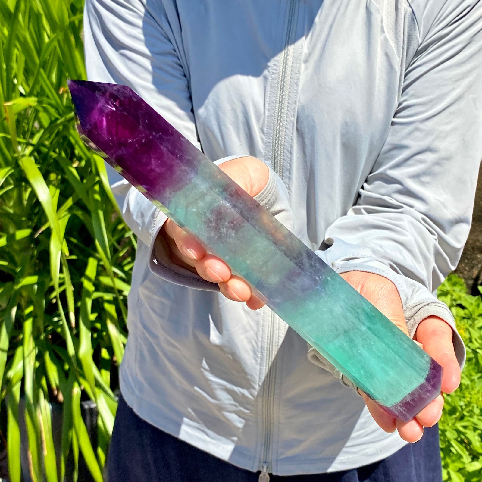 1.66LB Natural Fluorite Crystal Column Magic Wand Obelisk Point Earth Healing