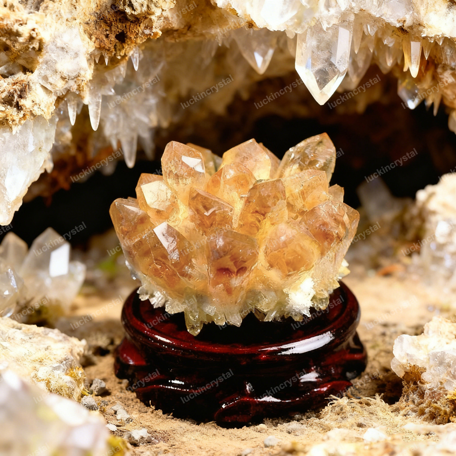 Natural Citrine Phantom Quartz Geode Phantom Cluster Specimen Ornament Decor
