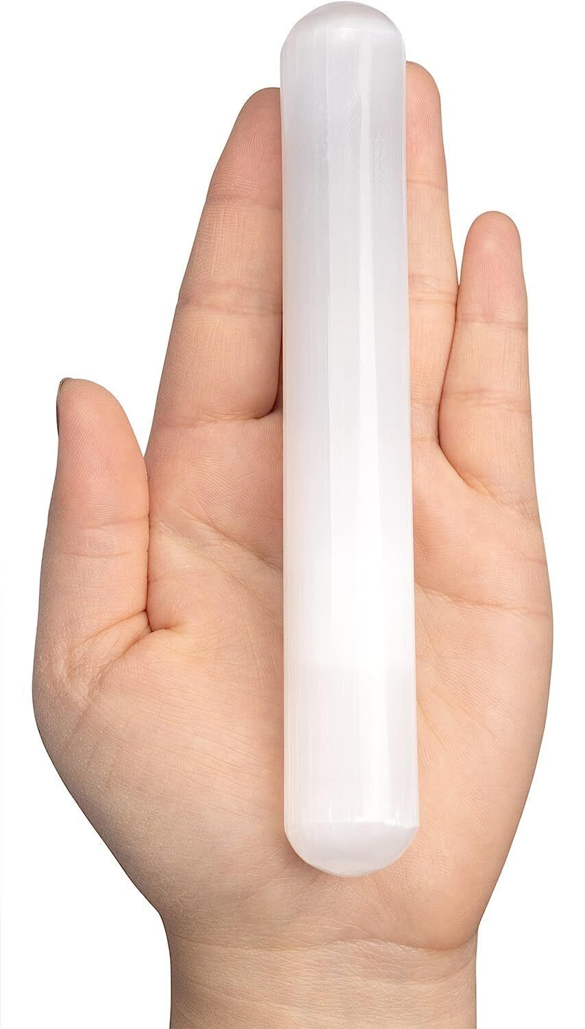 Polished Selenite Crystal Massage Wand, Selenite Stick, Cleansing, Size 6″