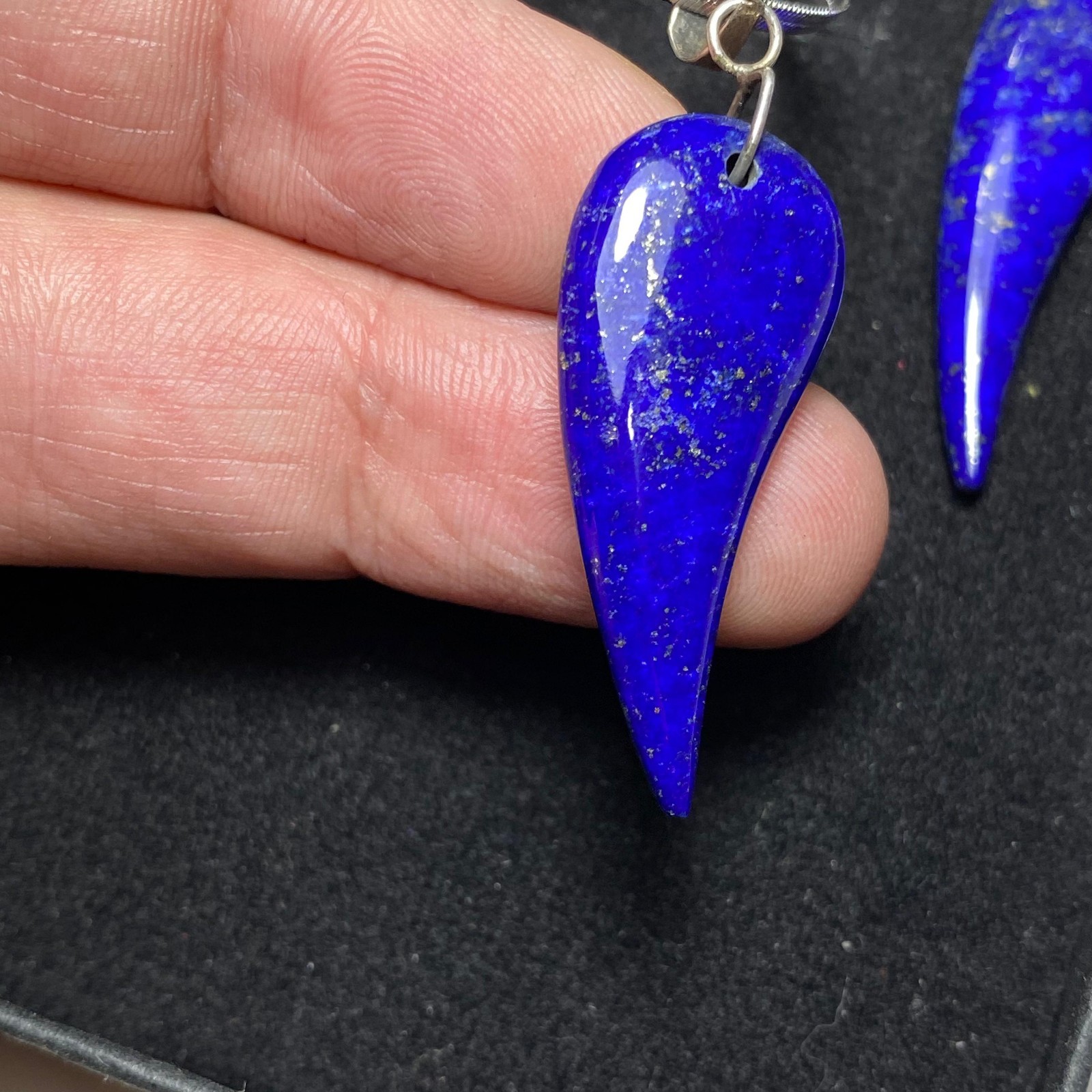 Natural Lapis Lazuli Jewelry Set 925 Sterling Silver Earrings Pendant Necklace A