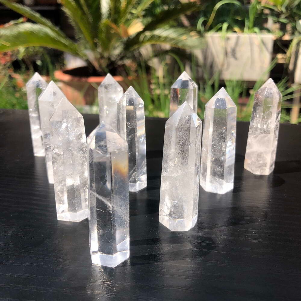 10pcs Bulk 2”+ Natural Clear Quartz Crystal Point Wands Tower Obelisk Polished