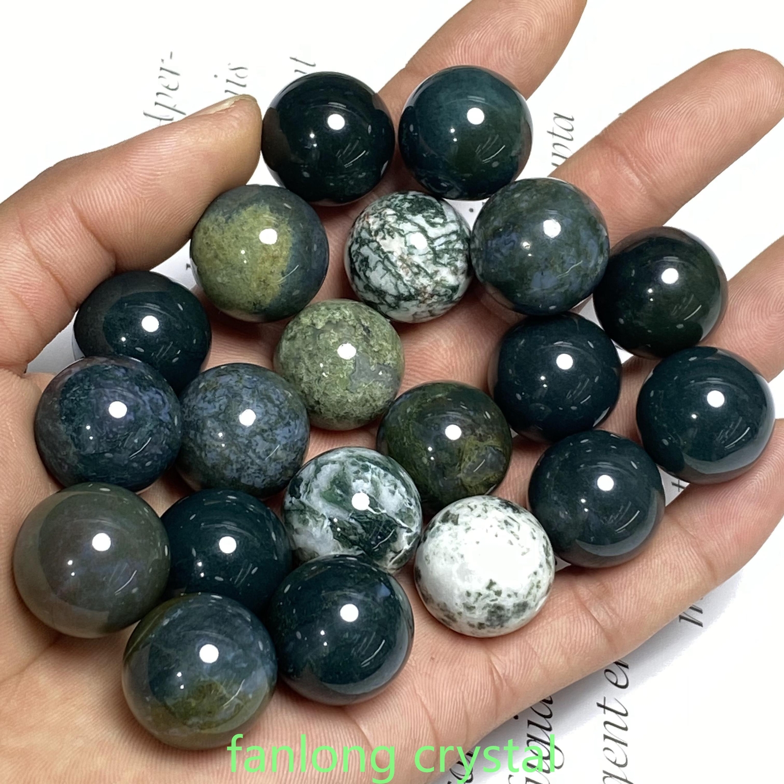 20pc Natural Aquatic agate Ball Sphere Quartz Crystal Mineral Gem Healing 20mm