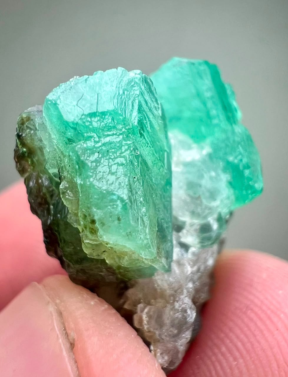 17 CT, Beryl Var! Full Terminated Natural Emerald on Matrix From Kpk Chitral@PAk