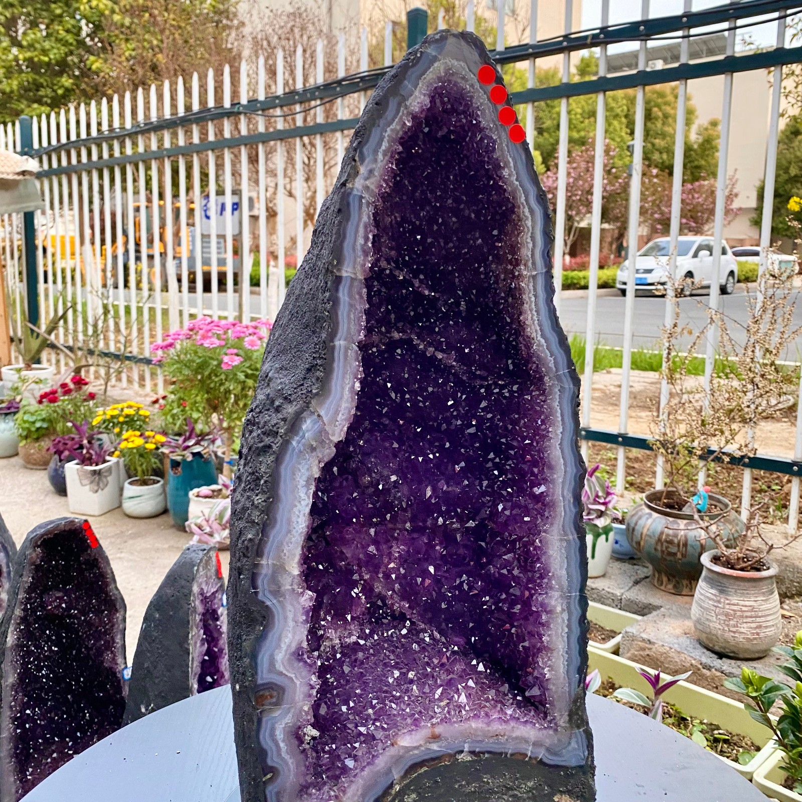 46LB Natural Amethyst Geode Quartz Crystal Cluster Cathedral Energy healing