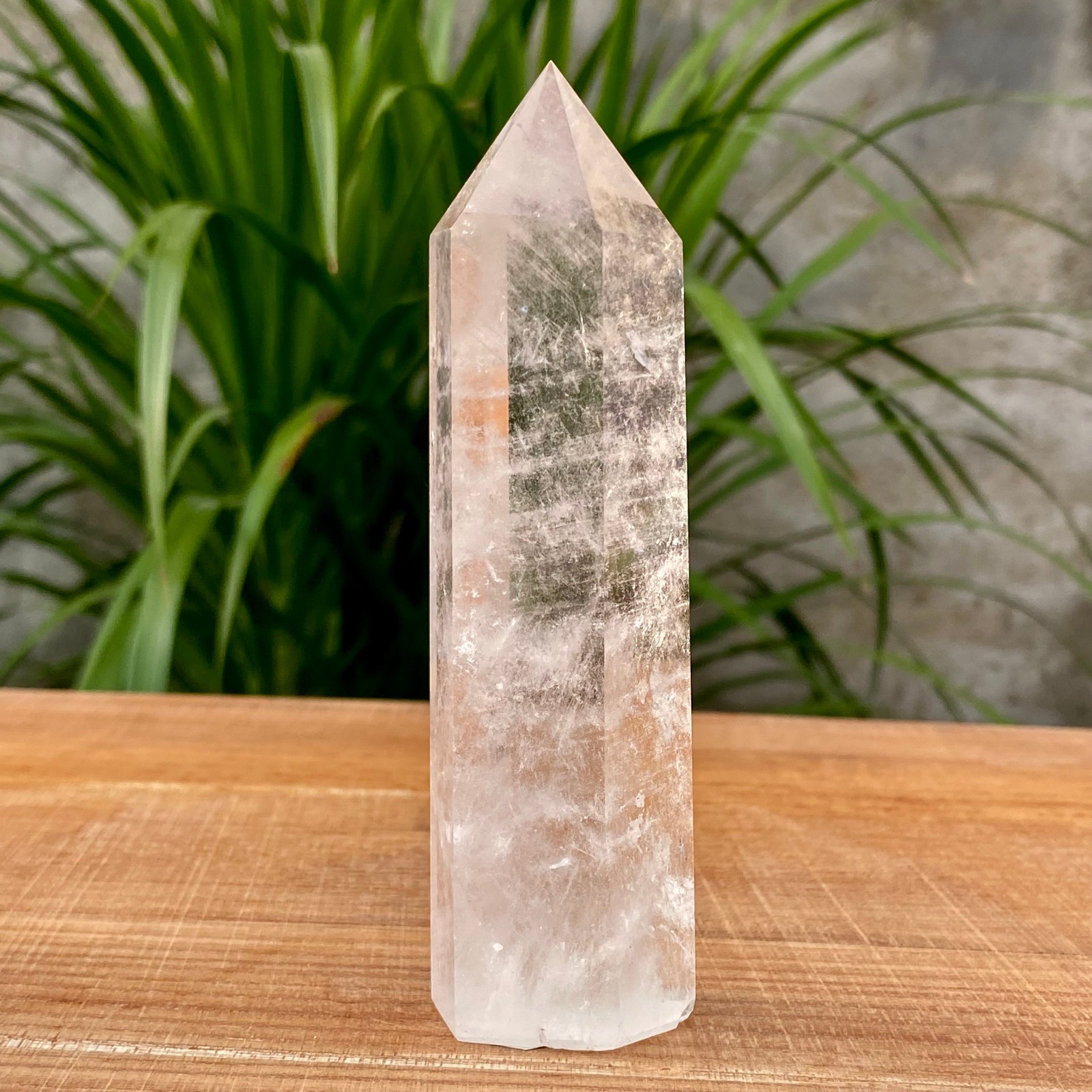 205G Natural Cllear White crystal obelisk Crystal energy column Reiki healing