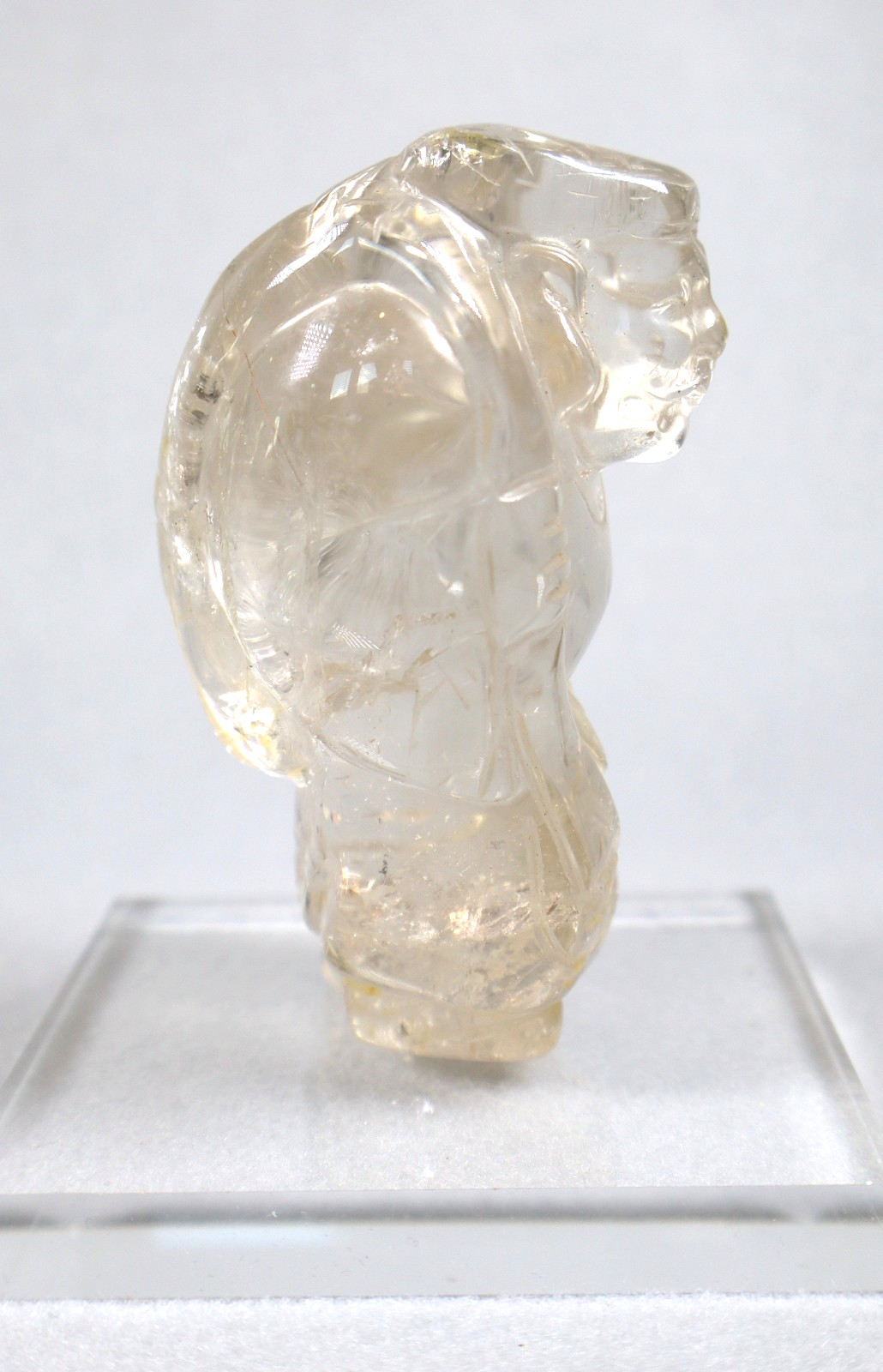 Carved Rock Quartz Crystal Statue Figurine 3.5 Inch Height Transparent Vintage