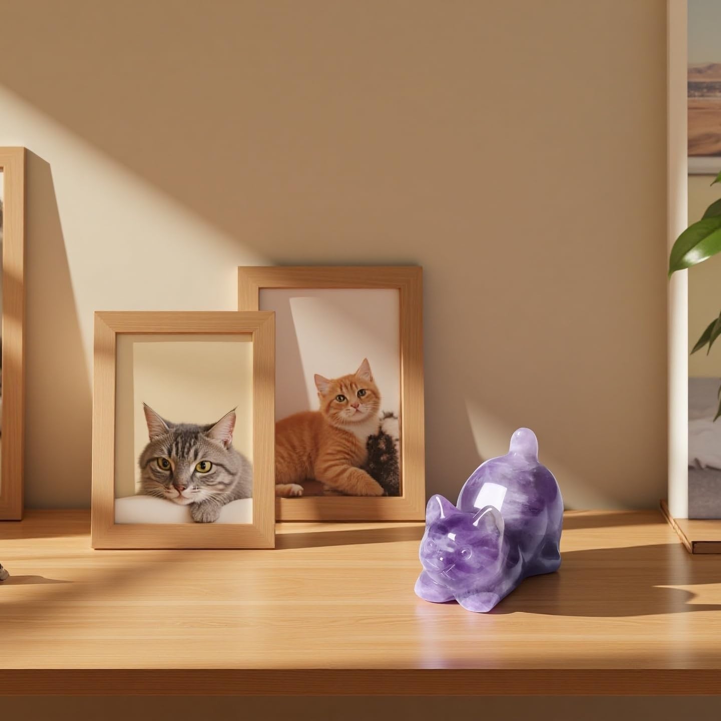 CrystalTears Amethyst Crystal Cat Figurine Carved Healing Crystals Gemstones …