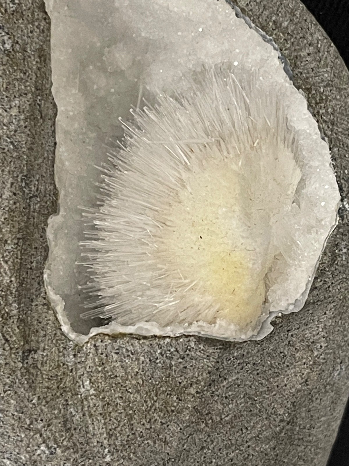 Stunning scolecite geode in awesome spray in natural formation specimen