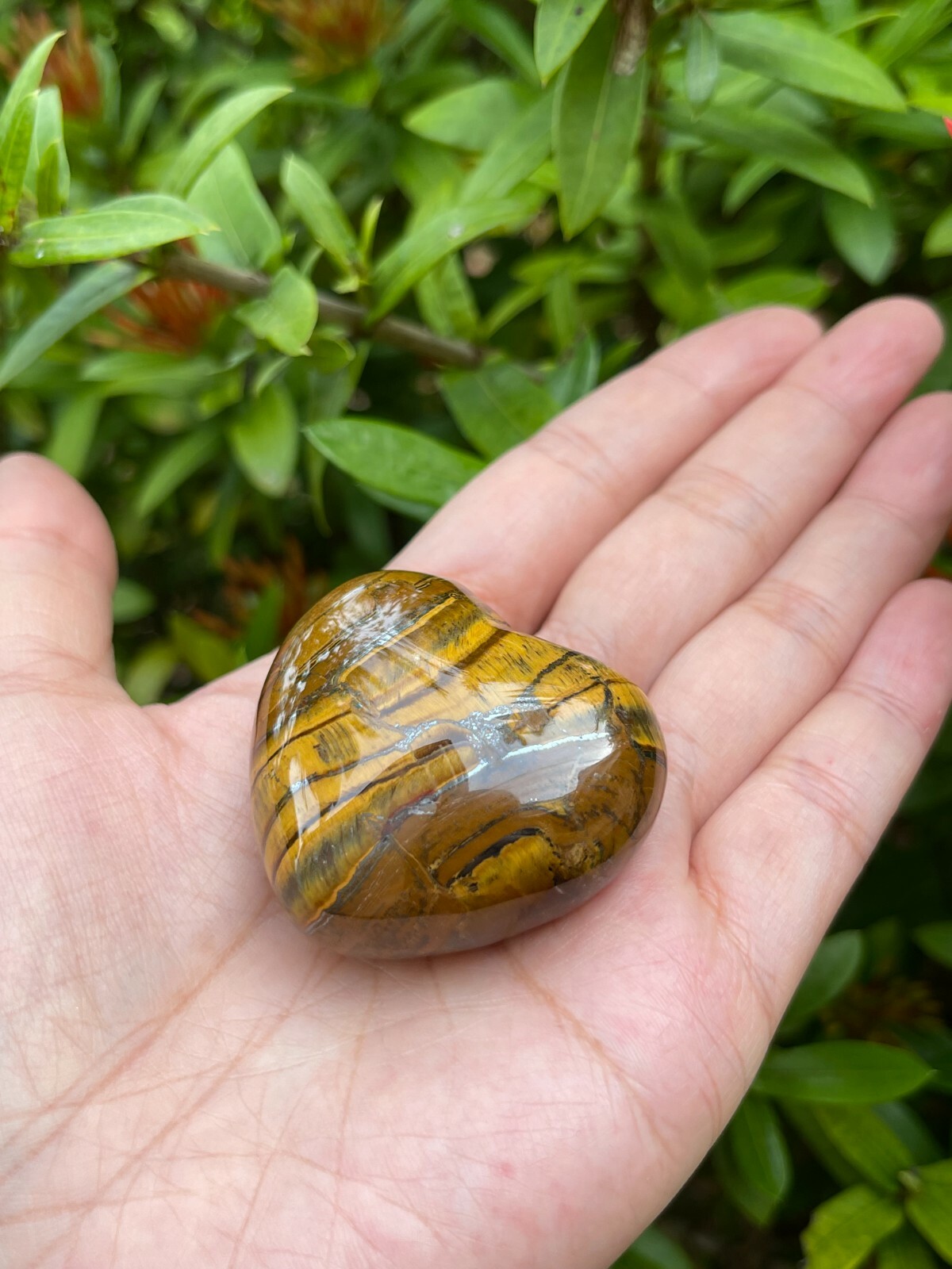 Large Tiger Eye Heart, 1.75″ Crystal Gemstone Puffy Heart, Protection Stones