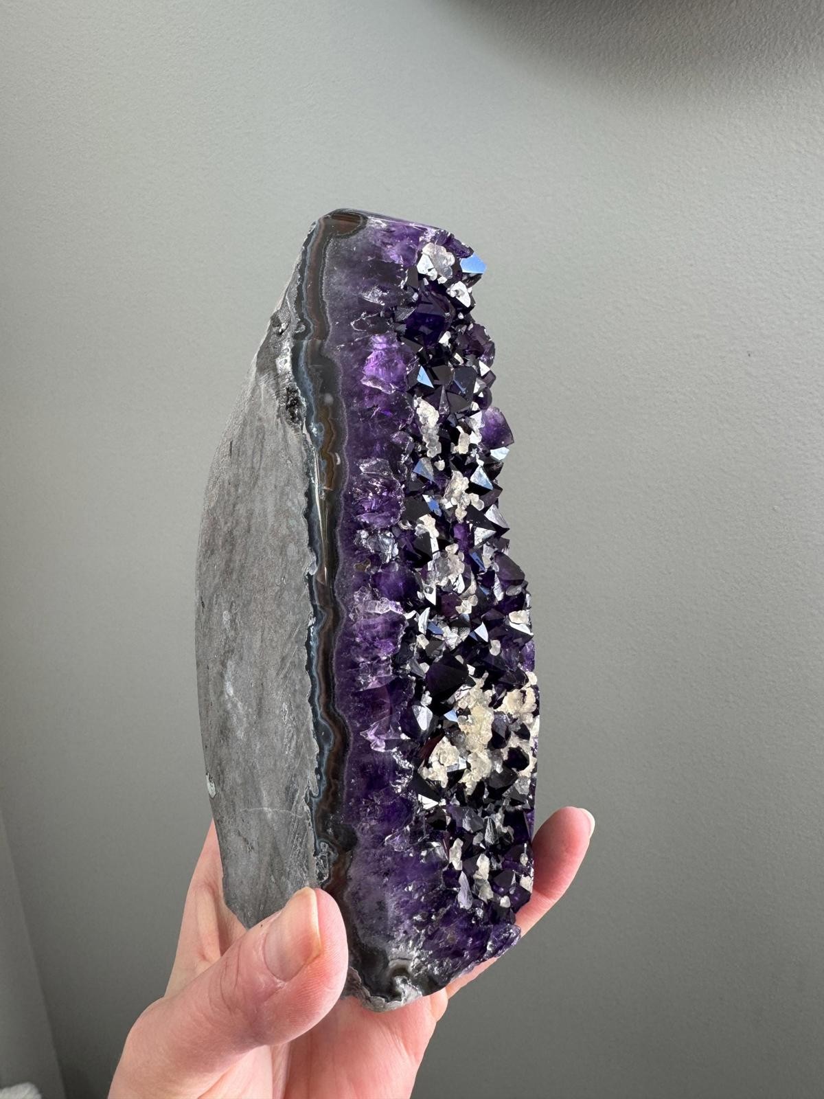 Amethyst Calcite Geode Dark Purple High Quality Crystal Cluster Cut Base 344