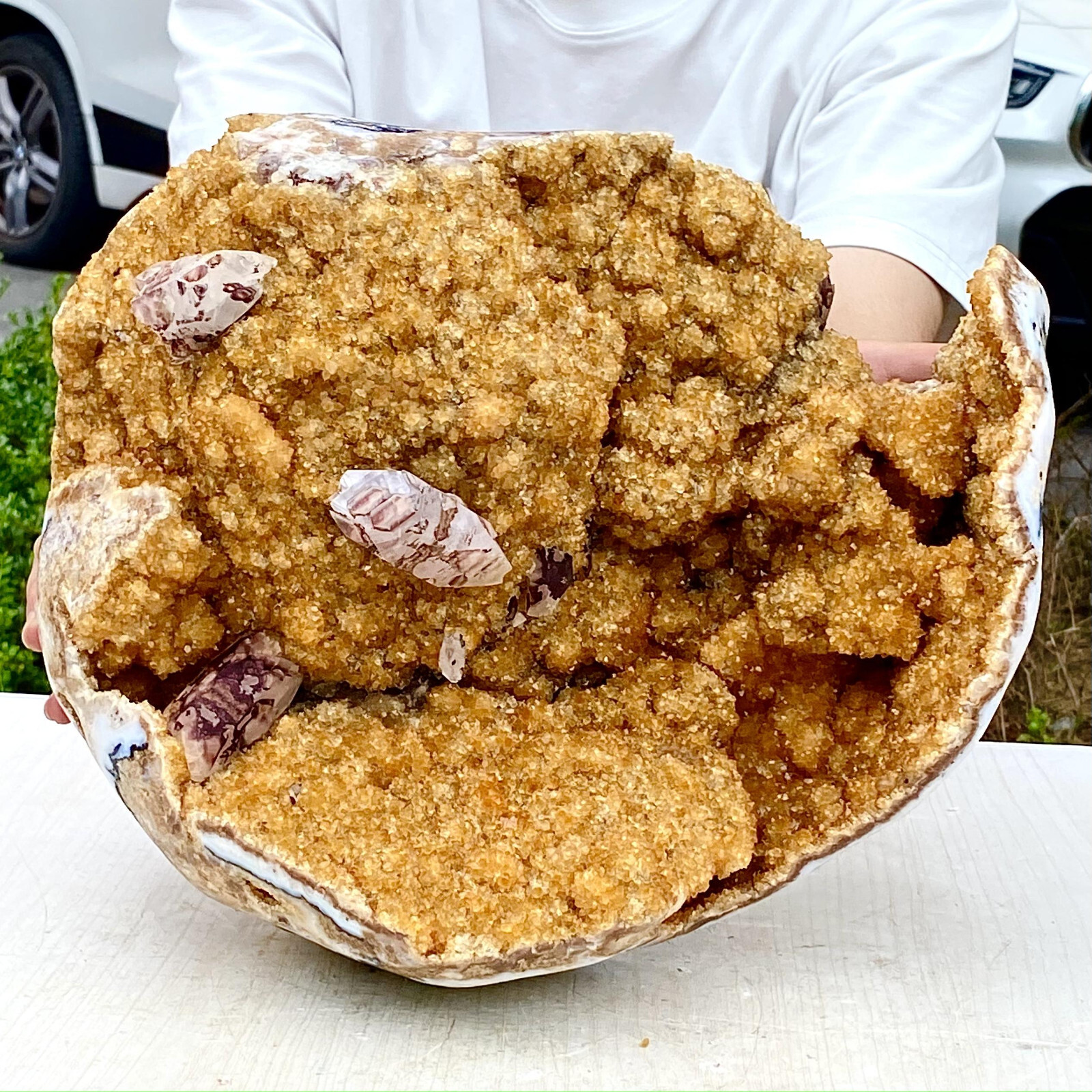 25.3LB Superb Yellow Citrine Crystal Cave Decor Stone Cathedral Geode Specimen