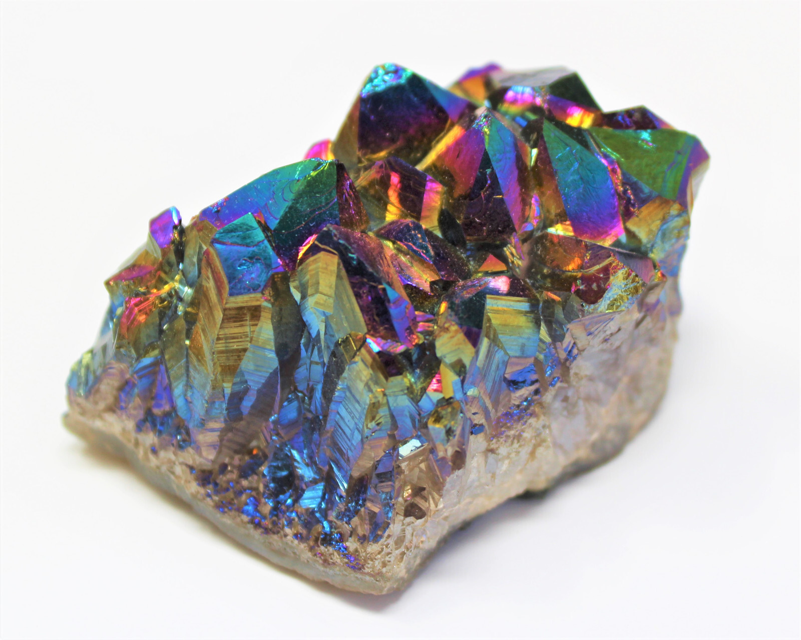Rainbow Aura Amethyst Clusters: 5-6 Piece Box (Titanium Aura Amethyst Crystals)