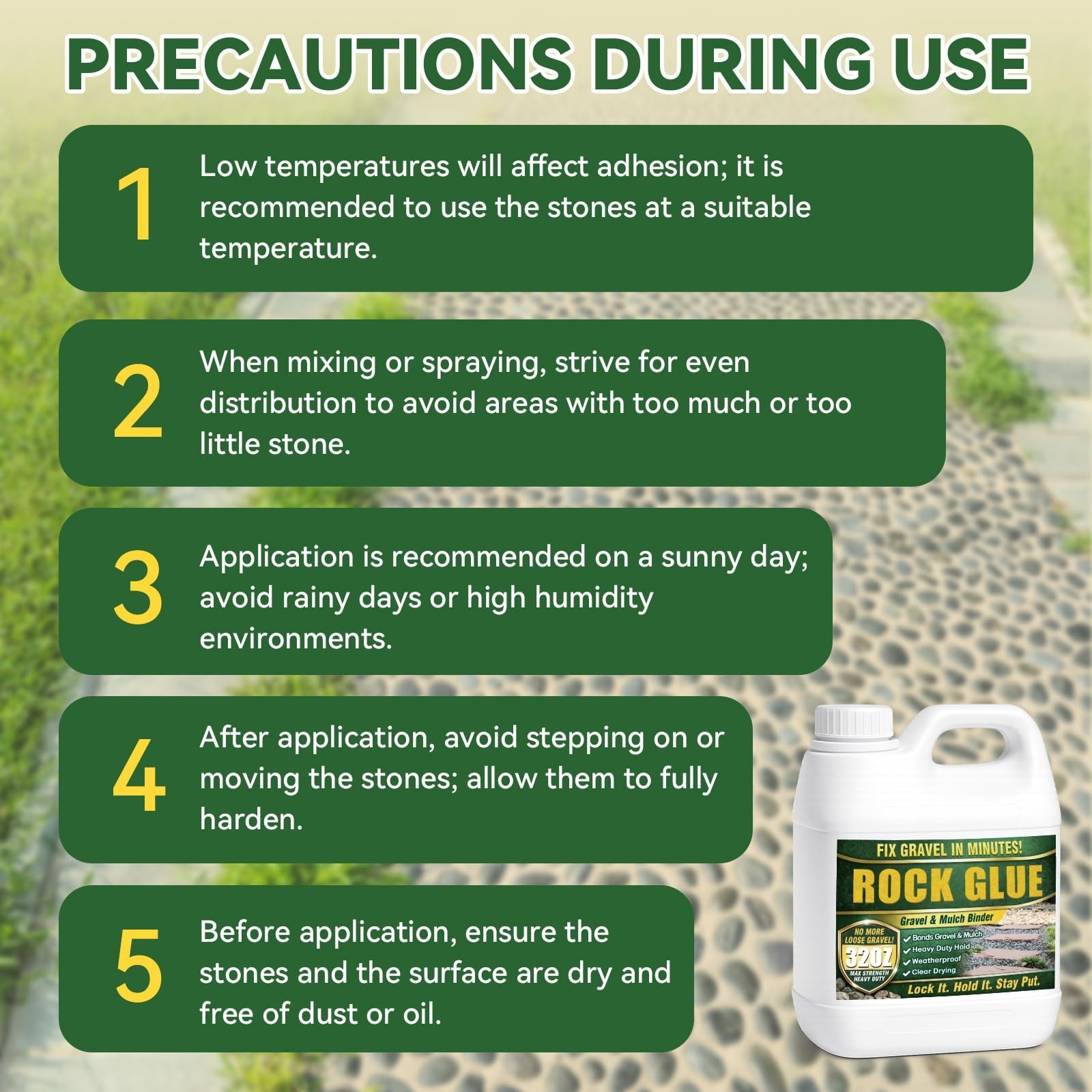 32 Oz Rock Glue for Landscaping – Clear Gravel Adhesive, Stabilizer for Walkways