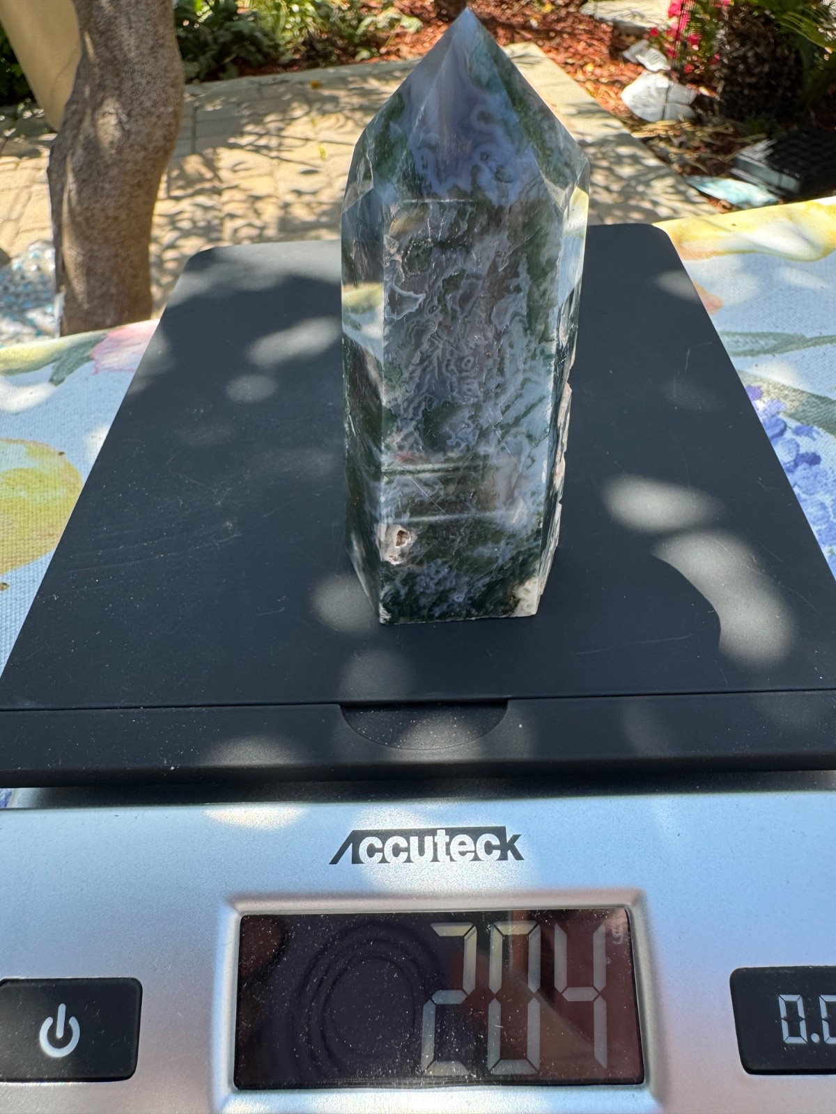 Small 204g 3.5” Blue/Green Moss Agate Tower Column Pillar – #G174