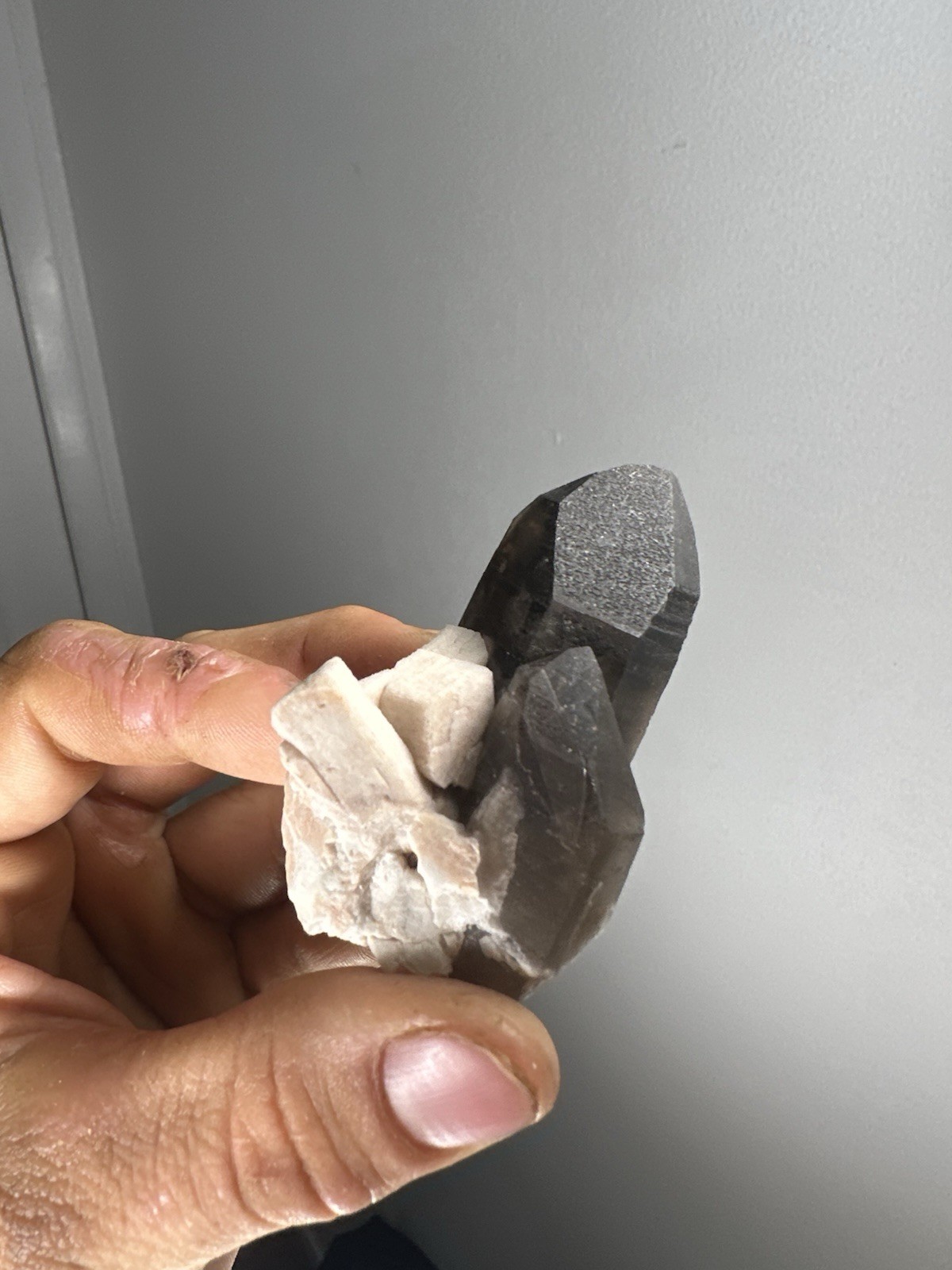 Super Aesthetic Matte Black Smokey Quarts With Feldspar From The Tarryall Mts!