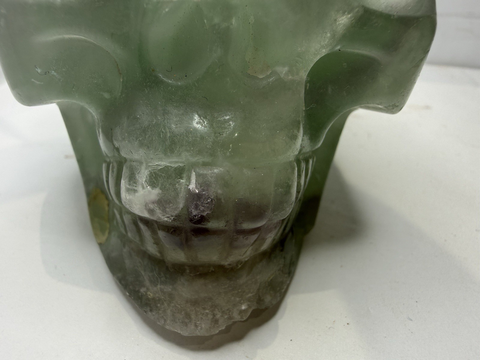 Large Natural Green And Purple Fluorite Crystal Carved Polished Skull 1lb 13oz
