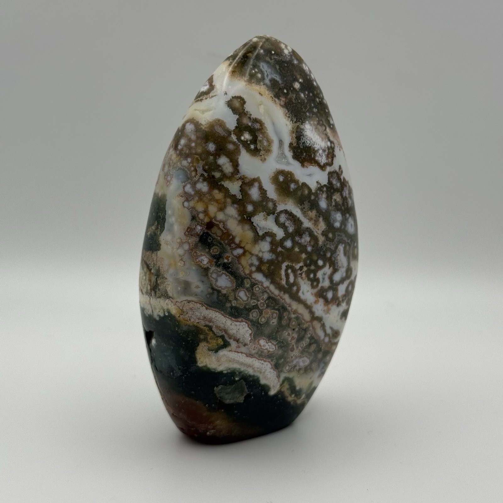 Polished Ocean Jasper Freeform, Multicolored, Self-standing, Approx 4″