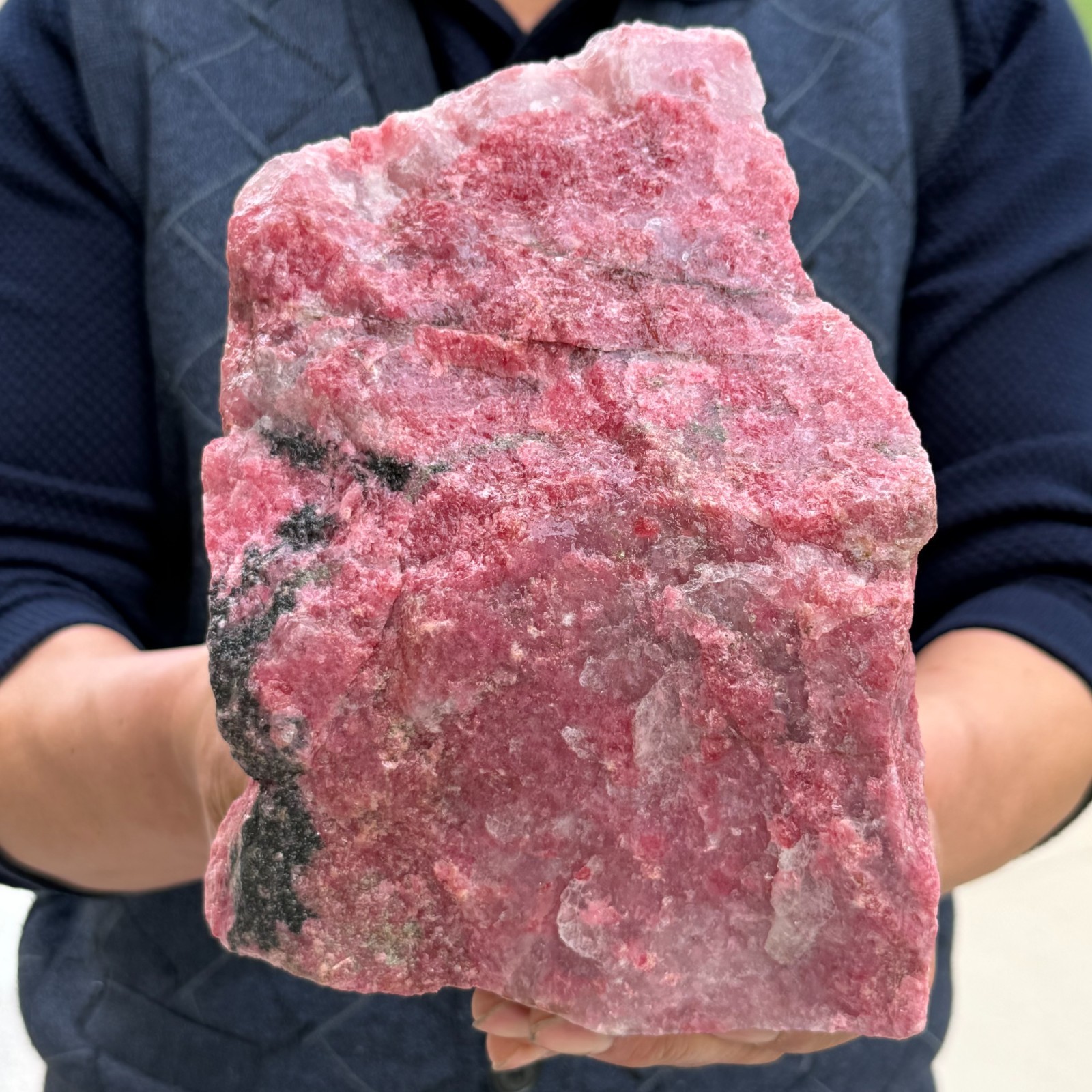 9.77LB Natural Raw Cherry Blossom Rhodonite Rough Quartz Crystal Mineral