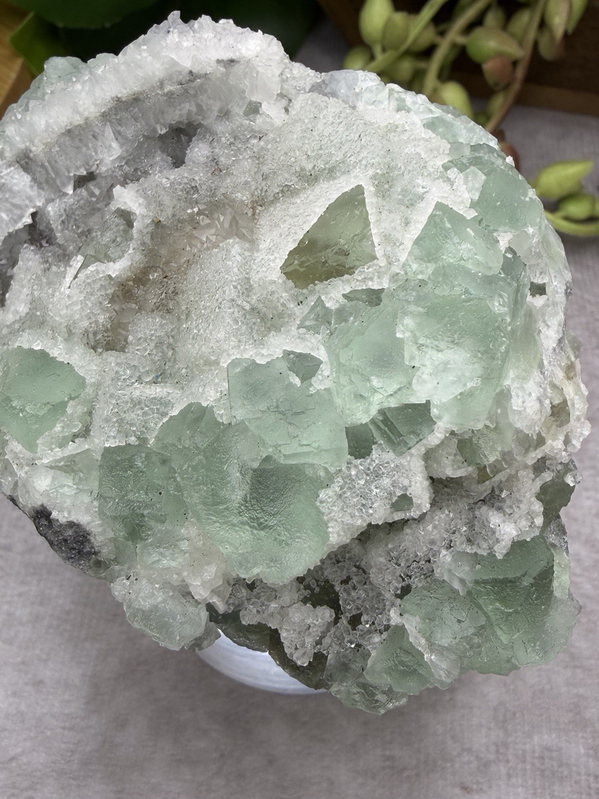Crystal 233g Quartz Sugar Green Fluorite Cube Specimen Mineral Cluster UV React