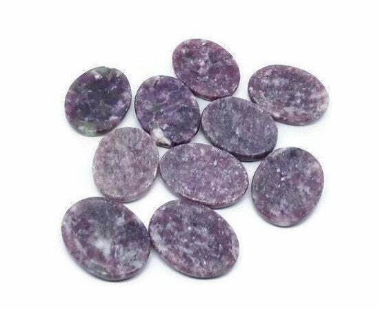 Natural Purple Lepidolite Palm Stone Crystal Healing Reiki Polished Worry Stone