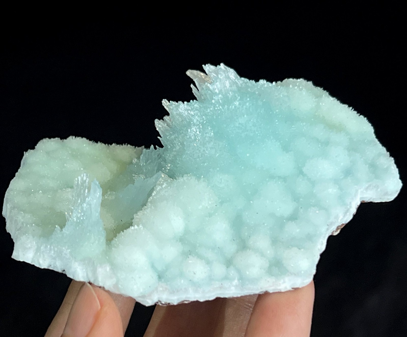 87mm Sparkling Iceberg-like Elegant Blue Aragonite , Natural Mineral Specimen