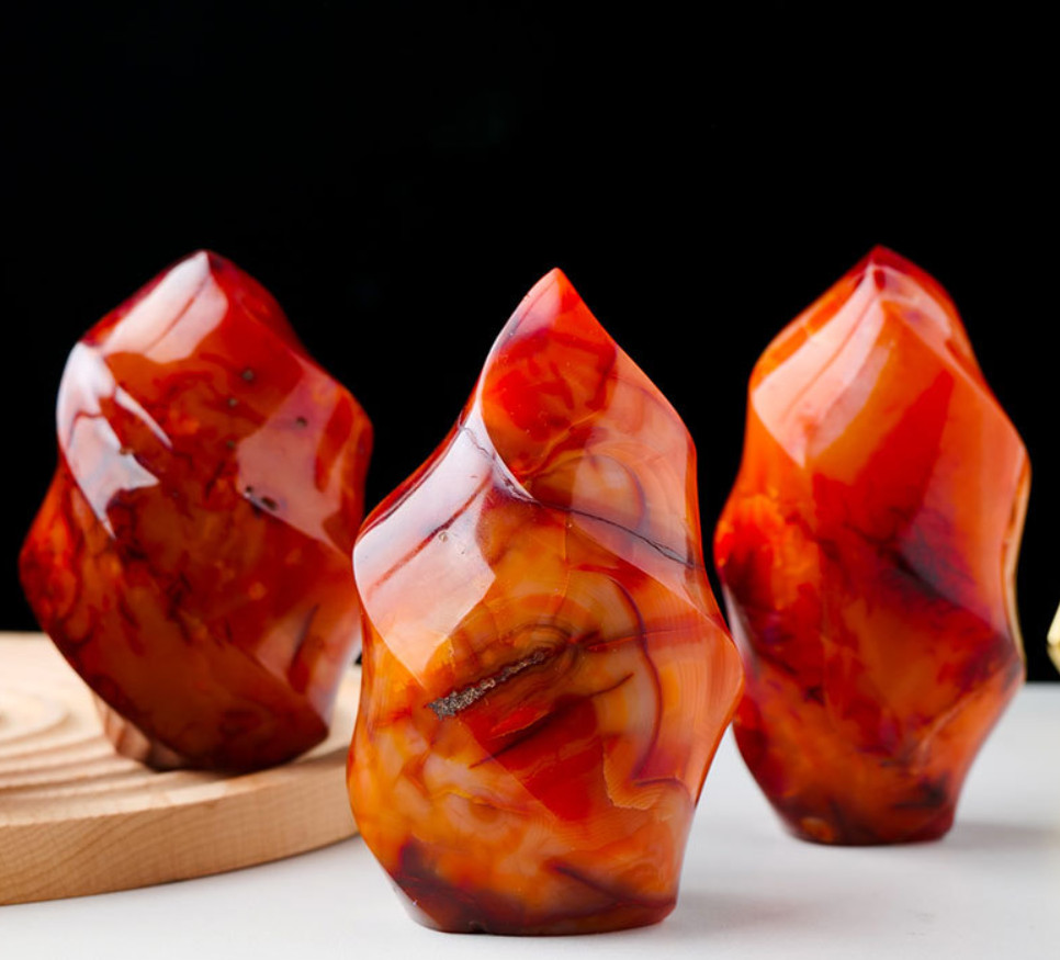 Carnelian Flame Shape Red Agate Healing Crystal Tower Specimen Home Decor Gift