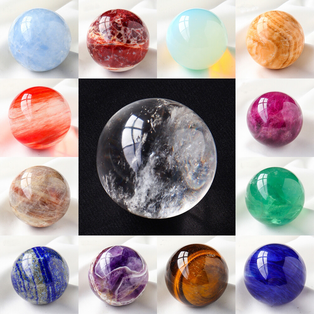 40MM Wholesale Lots Mix Natural Gemstone Sphere Crystal Ball Reiki Healing Globe
