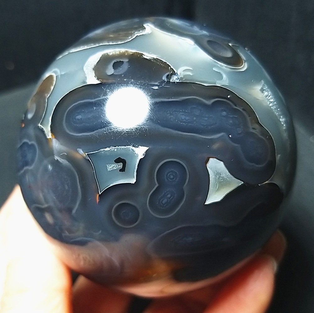 RARE 526G Natural Polished Colorful Agate Stone Ball Healing Madagascar A4723