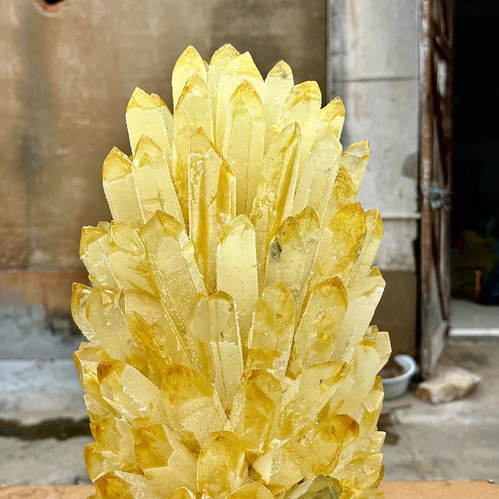 29.48LB Yellow Ghost Phantom Crystal Cluster Flower Raw Crystal Heal Quartz Deco