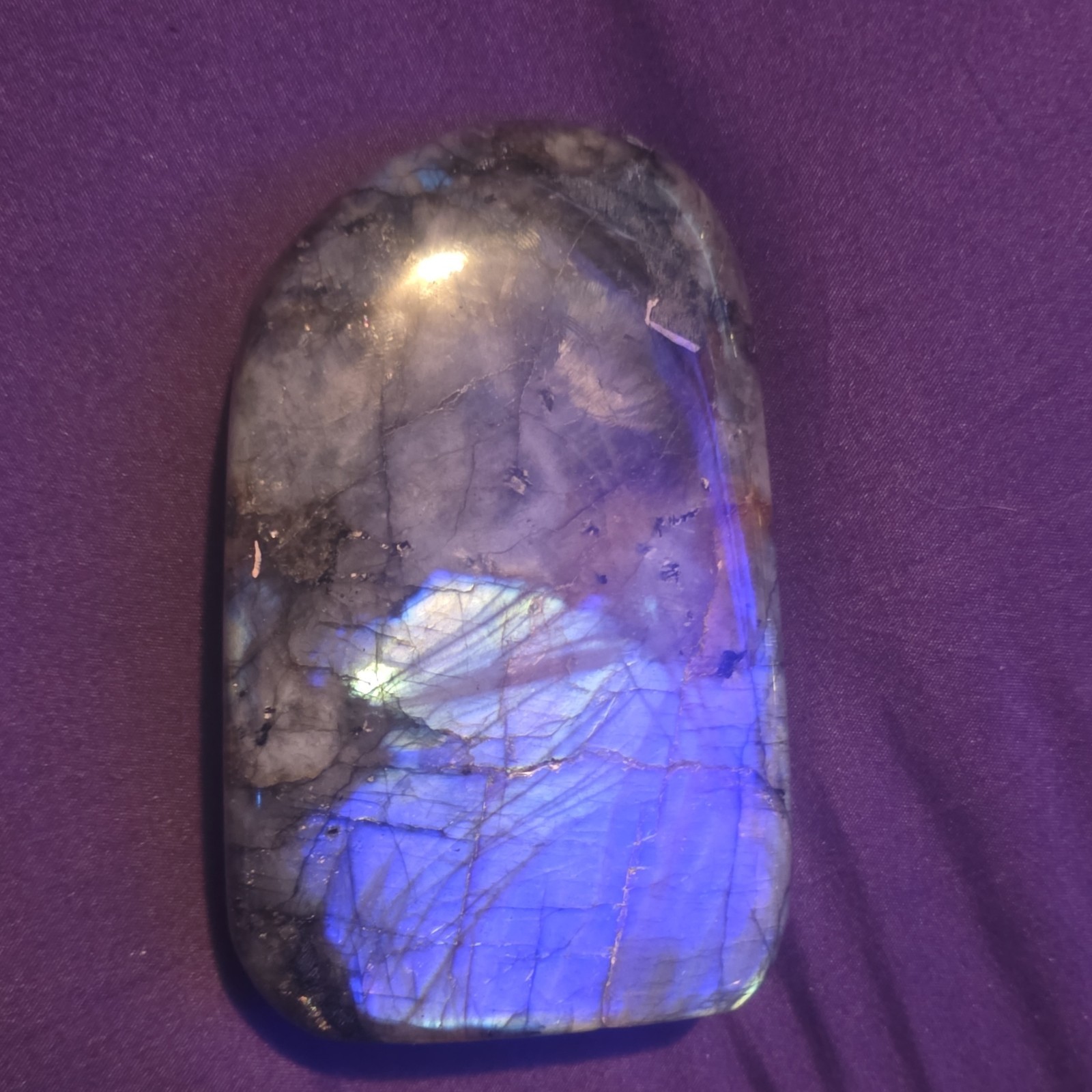 Polished Labradorite Freeform Crystal Iridescent Blue-Green Display Specimen