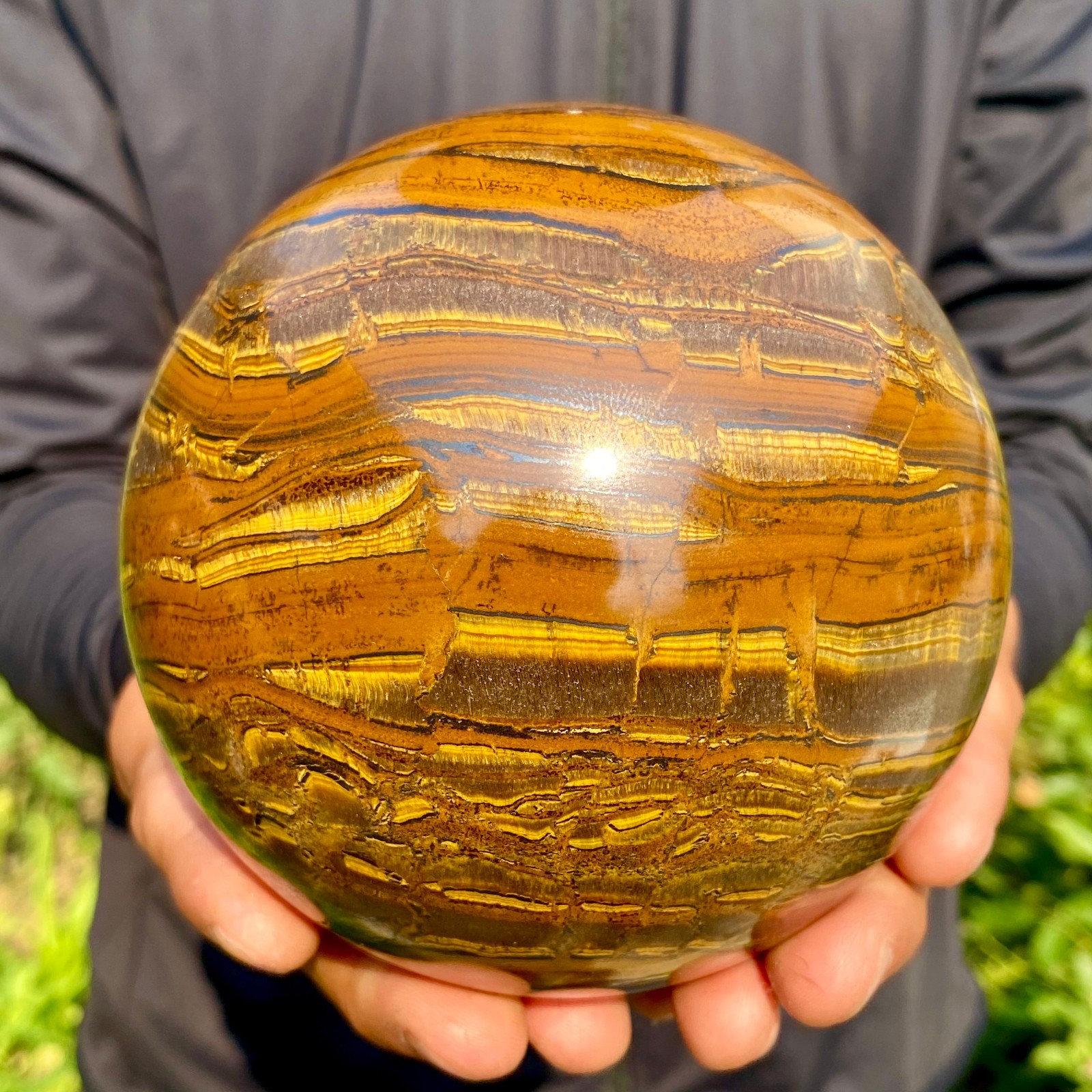 4.76LB Large Natural Tiger Eye Stone Crystal Ball Quartz Healing Sphere Décor