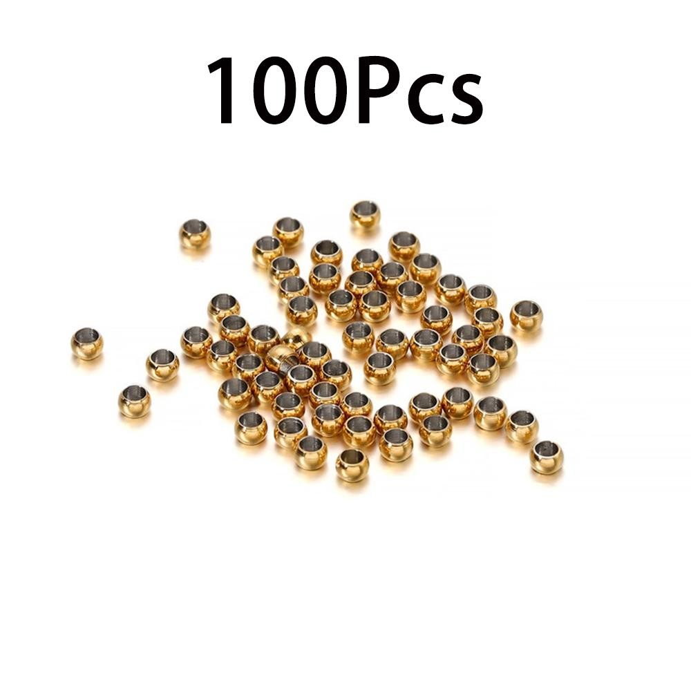 100/120pcs 1.5 2.5 4mm Stopper Spacer Beads Stainless Steel Big Hole Ball Crimp