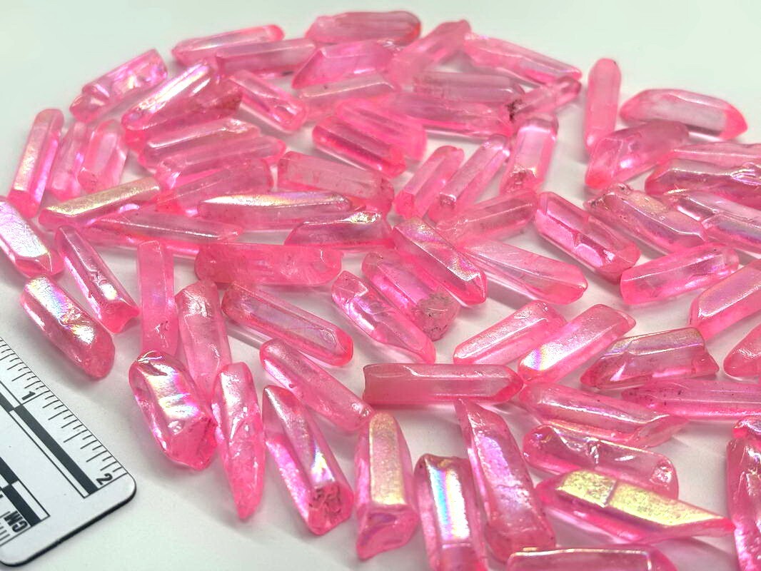 70-80pcs Pink Aura Quartz Crystal Points 1/2 lb Angel Aura Quartz Small Wand
