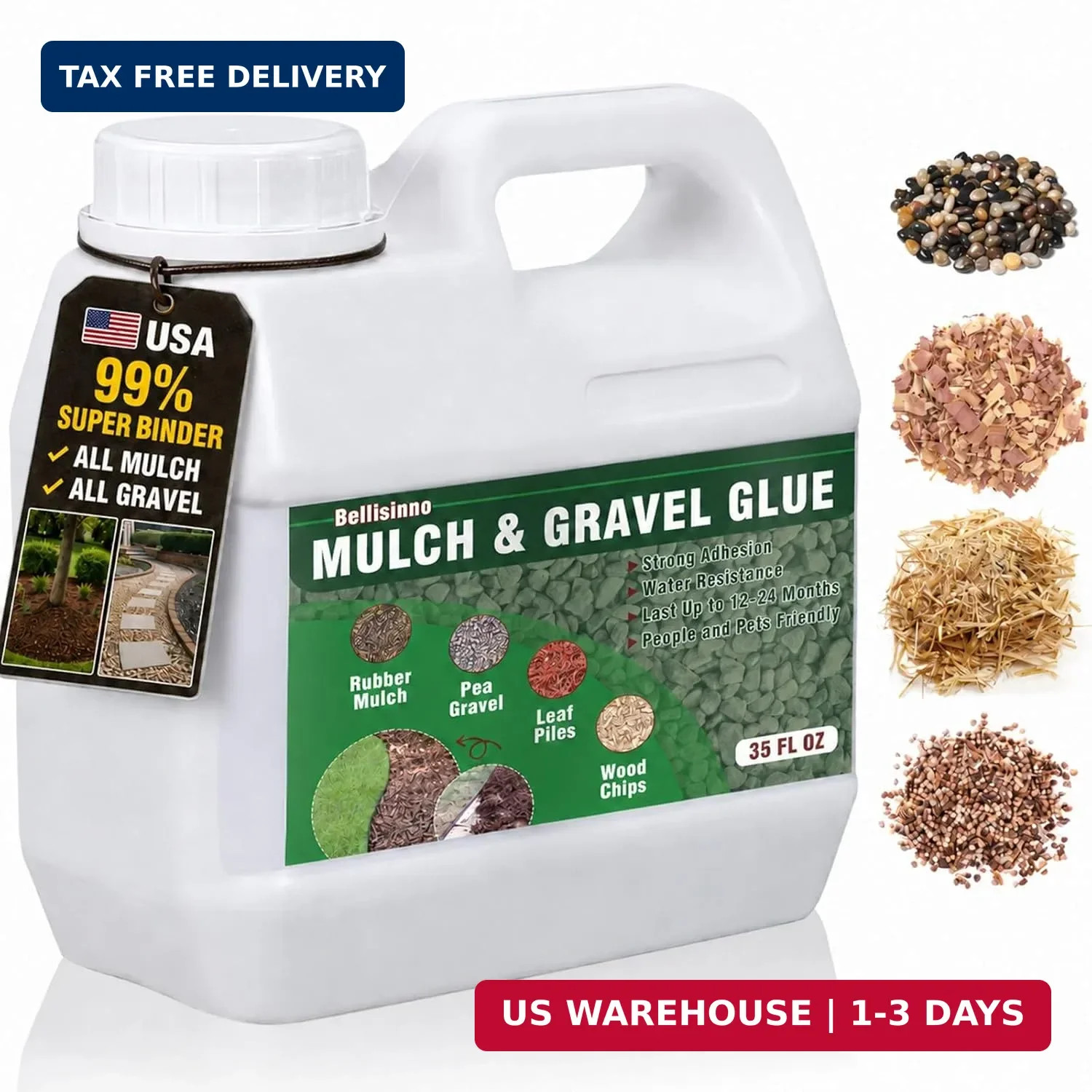 35 Ounce Mulch and Gravel Glue for Landscaping, Clear Gravel Binder, Strong Mulc