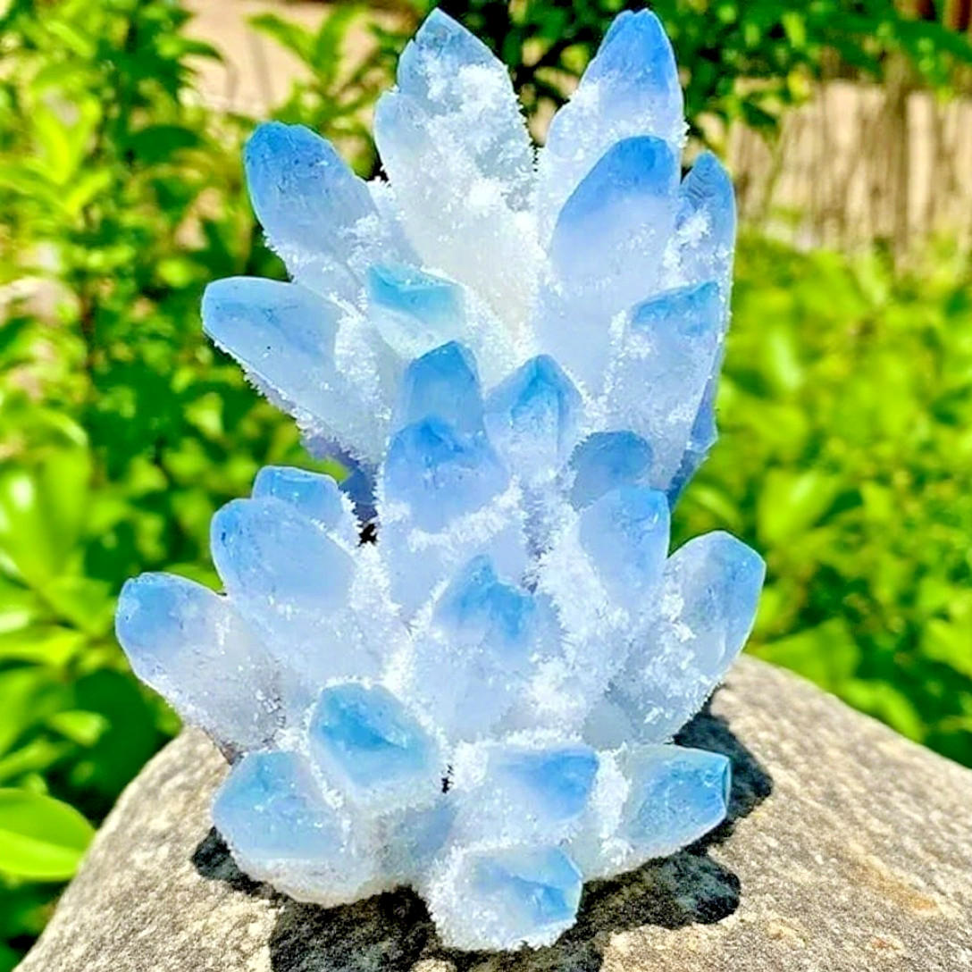 1pc Rare Blue Phantom Cluster Rough Geode Reiki Quartz Crystal Home Decor Gift