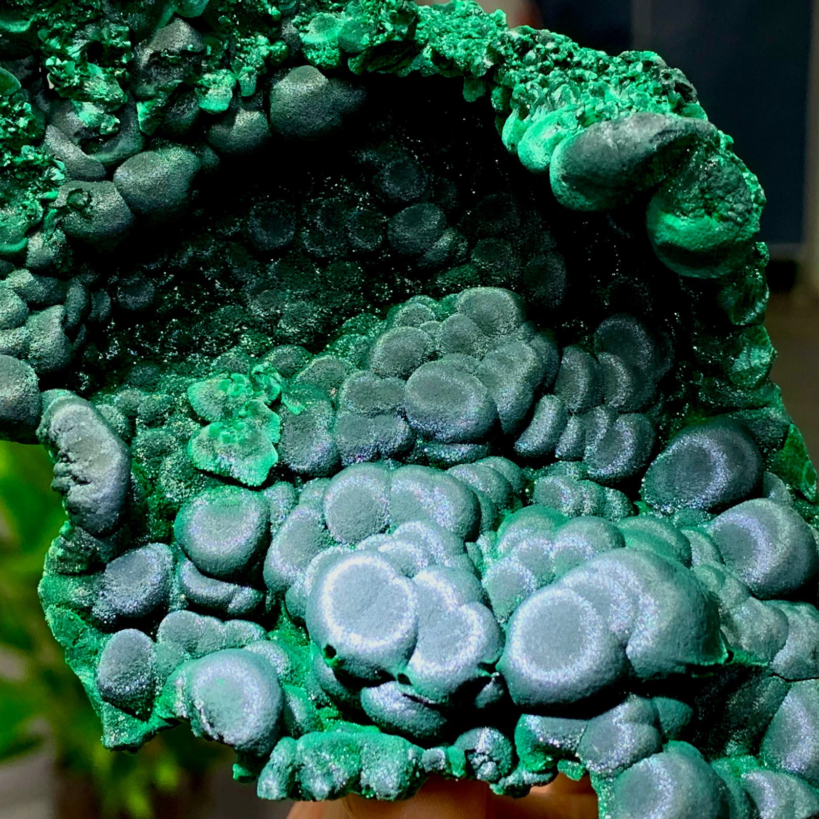 205g Natural glossy malachite cat eye transparent cluster rough mineral Sample