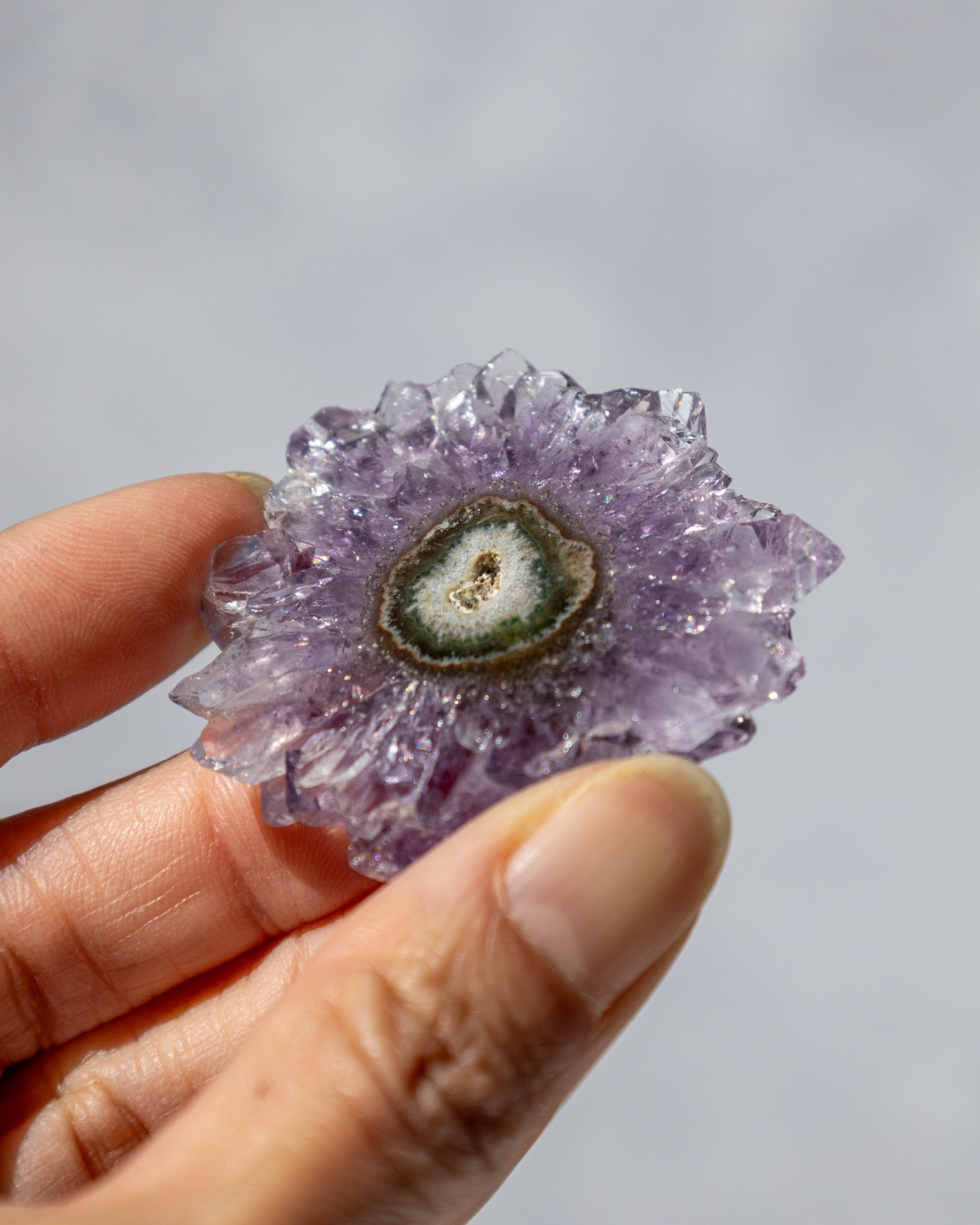 Amethyst Stalactite eye slice Purple Crystal Flower Jewelry making Quartz 45mm