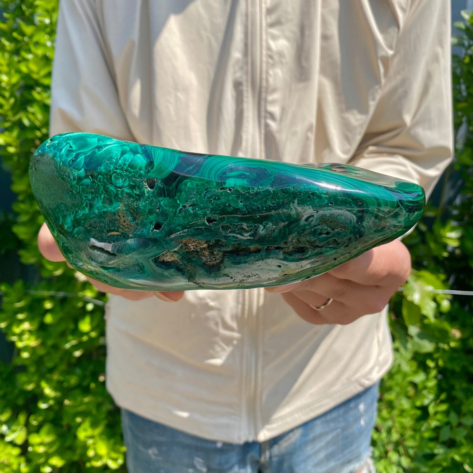 4.6LB Natural glossy Malachite transparent cluster rough mineral sample
